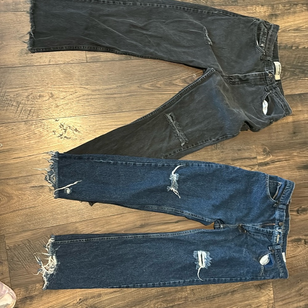 2 pair Wrangler Hand distressed straight leg jeans 33x34 32x32